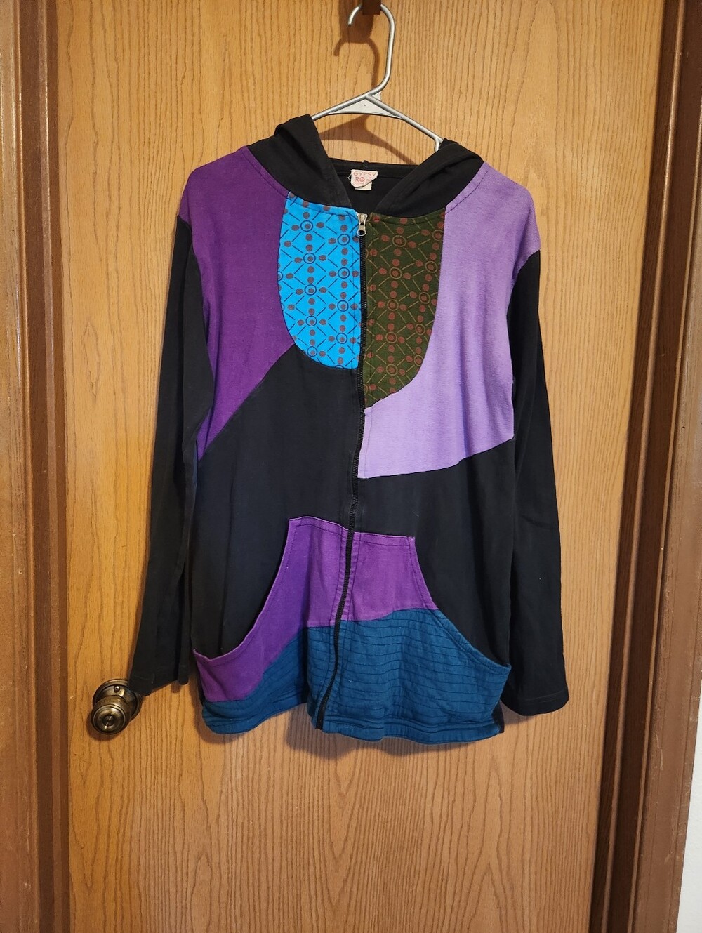 Vintage Gypsy Rose Hippie Boho Hipster Festival Indie Patchwork Hoodie Size M/L